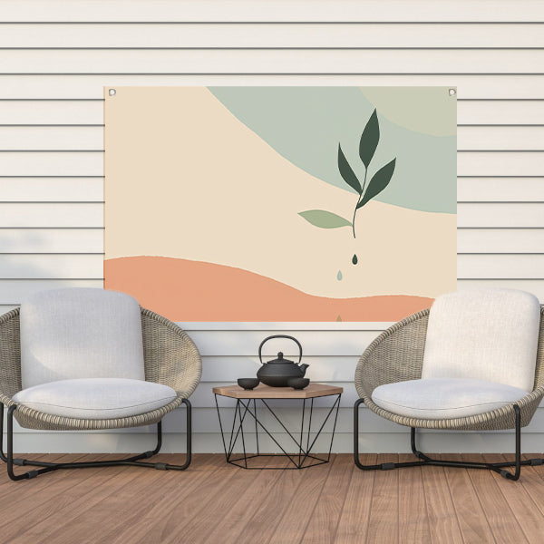 Minimalistische plant met waterdruppel   tuinposter