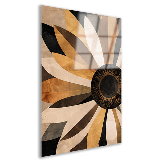 Sepia Zonnebloem Abstract Art Deco Design acrylglas