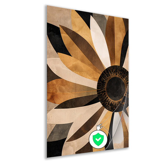 Sepia Zonnebloem Abstract Art Deco Design poster