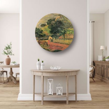Landschap, Paard op de weg - Paul Gauguin aluminium muurcirkel