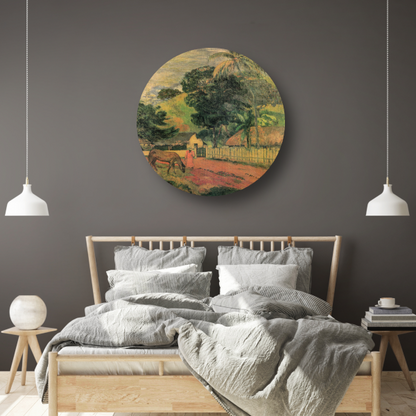 Landschap, Paard op de weg - Paul Gauguin aluminium muurcirkel