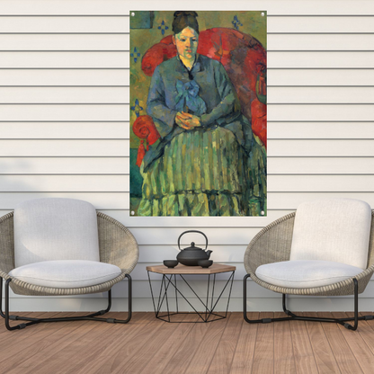 Portret van mevrouw Cézanne in een rode fauteuil - Paul Cézanne tuinposter