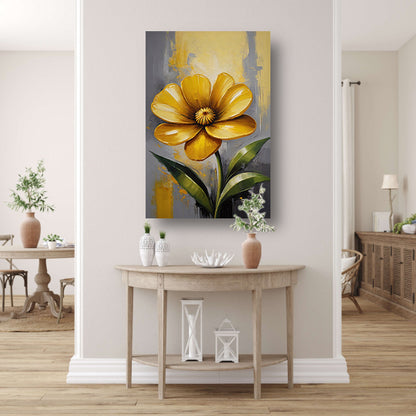 Impressionistische Gele Bloem op Moderne Achtergrond canvas