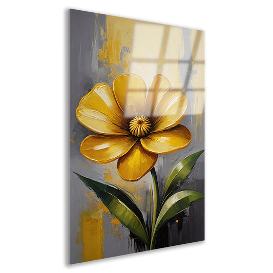 Impressionistische Gele Bloem op Moderne Achtergrond Acrylglas