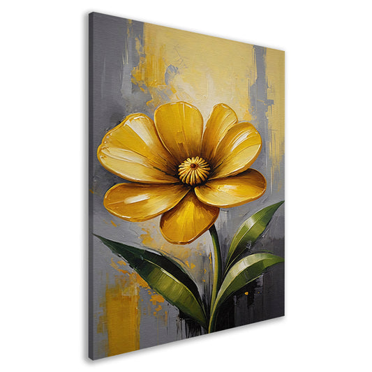 Impressionistische Gele Bloem op Moderne Achtergrond canvas