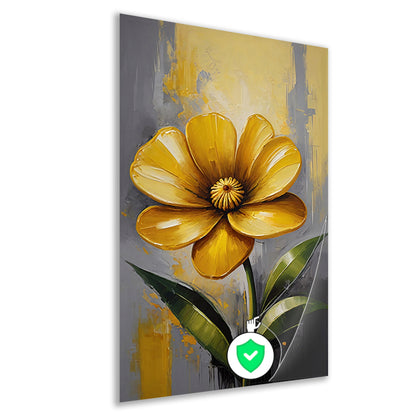 Impressionistische Gele Bloem op Moderne Achtergrond poster