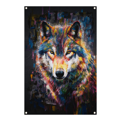 Dynamische Kleurrijke Abstracte Wolf tuinposter