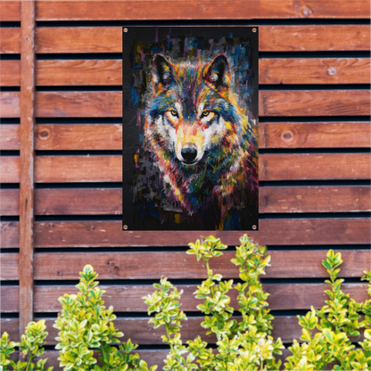 Dynamische Kleurrijke Abstracte Wolf tuinposter