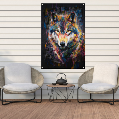 Dynamische Kleurrijke Abstracte Wolf tuinposter