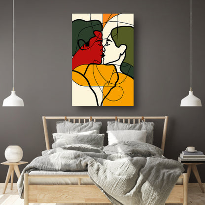 Kleurrijk abstract kunstwerk van verliefd koppel acrylglas