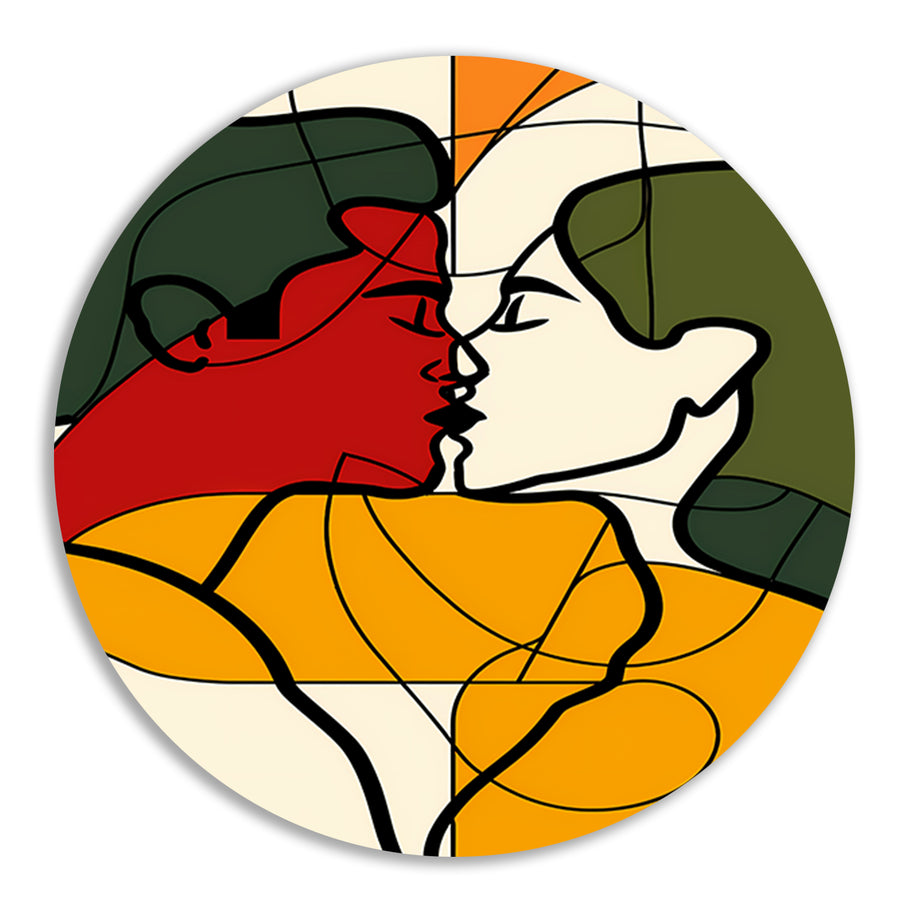 Kleurrijk abstract kunstwerk van verliefd koppel forex muurcirkel