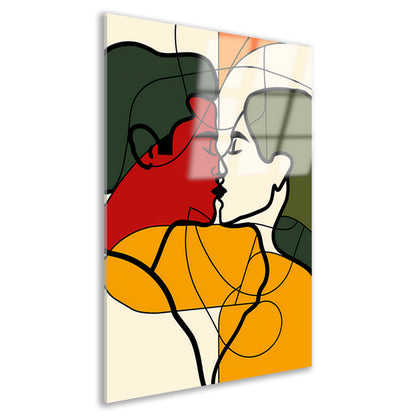 Kleurrijk abstract kunstwerk van verliefd koppel acrylglas