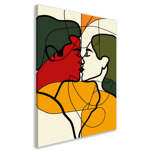 Kleurrijk abstract kunstwerk van verliefd koppel canvas
