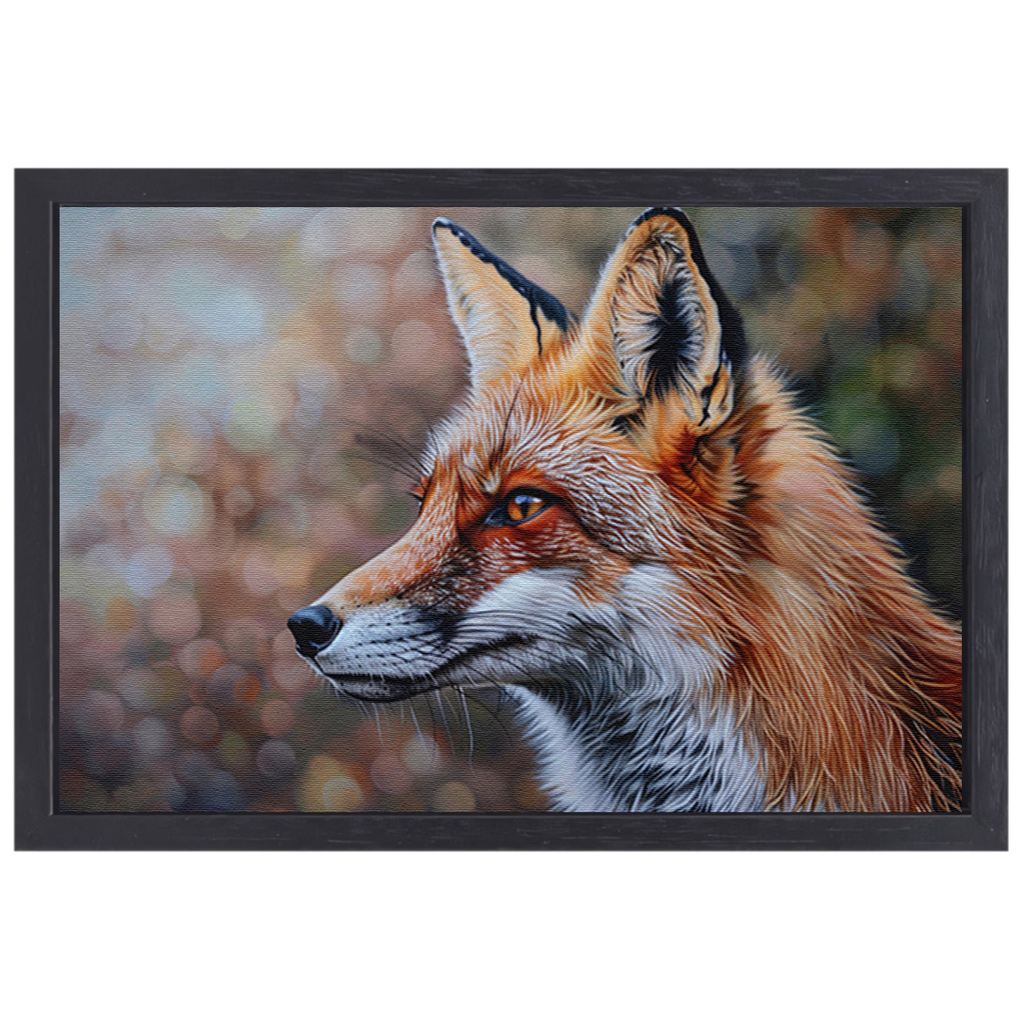 Prachtig realistisch schilderij van een vos canvas met baklijst