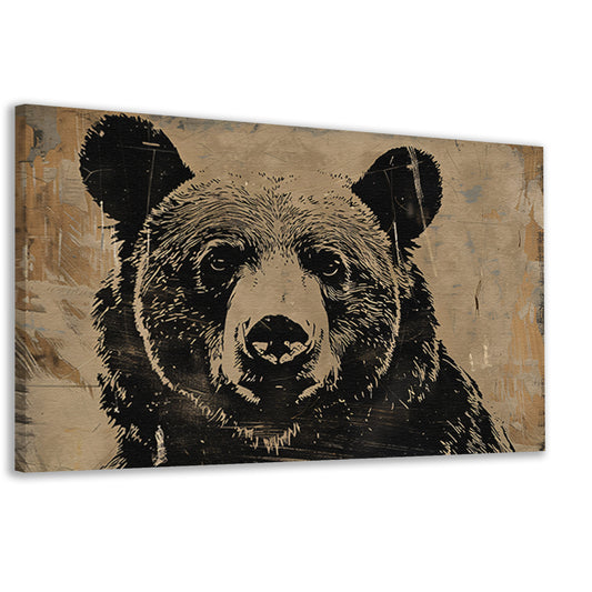 Monochrome beer met grafische lijnen canvas