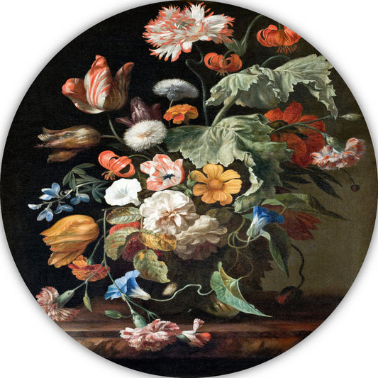 Stilleven met bloemen - Rachel Ruysch aluminium muurcirkel