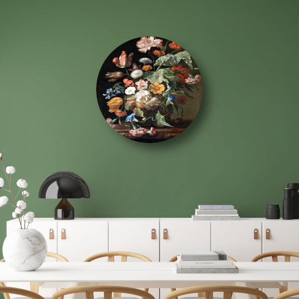 Stilleven met bloemen - Rachel Ruysch aluminium muurcirkel