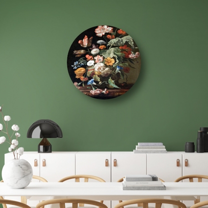 Stilleven met bloemen - Rachel Ruysch aluminium muurcirkel