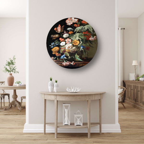 Stilleven met bloemen - Rachel Ruysch aluminium muurcirkel