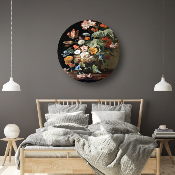 Stilleven met bloemen - Rachel Ruysch aluminium muurcirkel