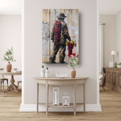 De Wijnboer Omhelsd door Druiven canvas met baklijst