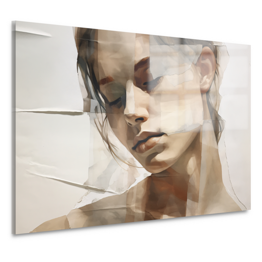 Versplinterd Gezicht in Neutrale Tinten acrylglas