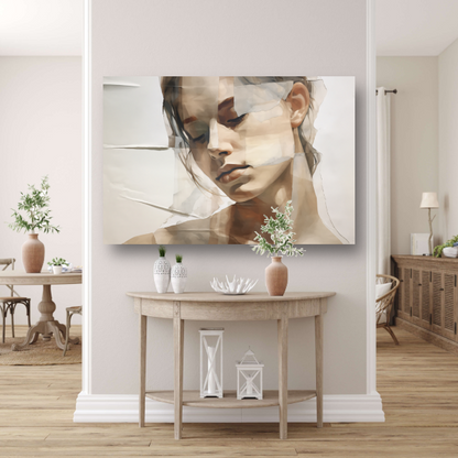 Versplinterd Gezicht in Neutrale Tinten canvas