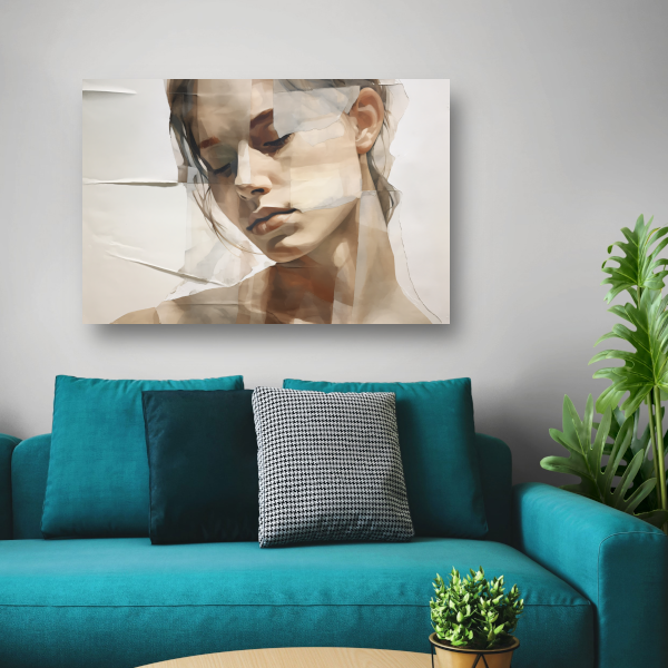 Versplinterd Gezicht in Neutrale Tinten canvas