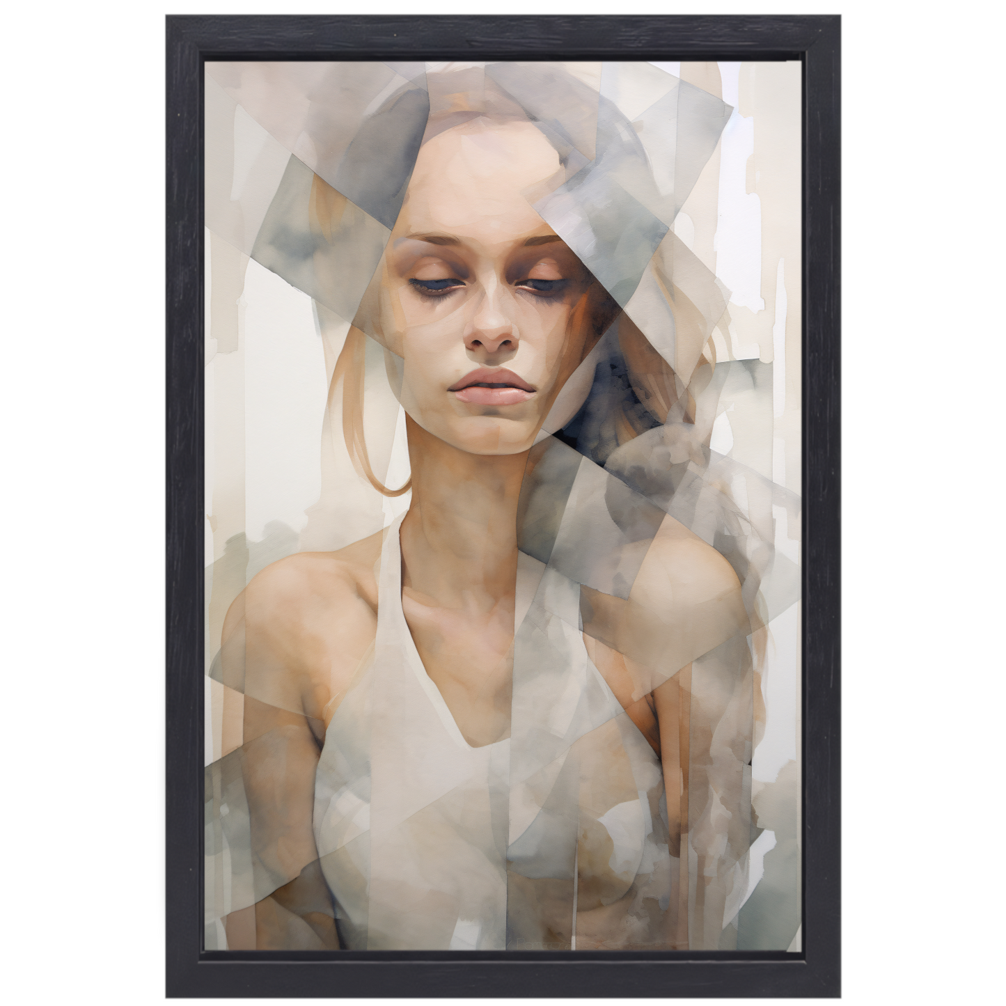 Abstracte Reflectie van Innerlijke Rust canvas met baklijst