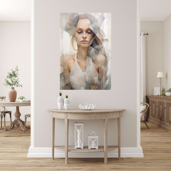 Abstracte Reflectie van Innerlijke Rust canvas met baklijst