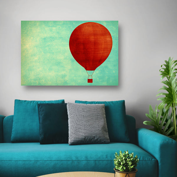 Minimalistische luchtballon tegen een gekleurde achtergrond   canvas