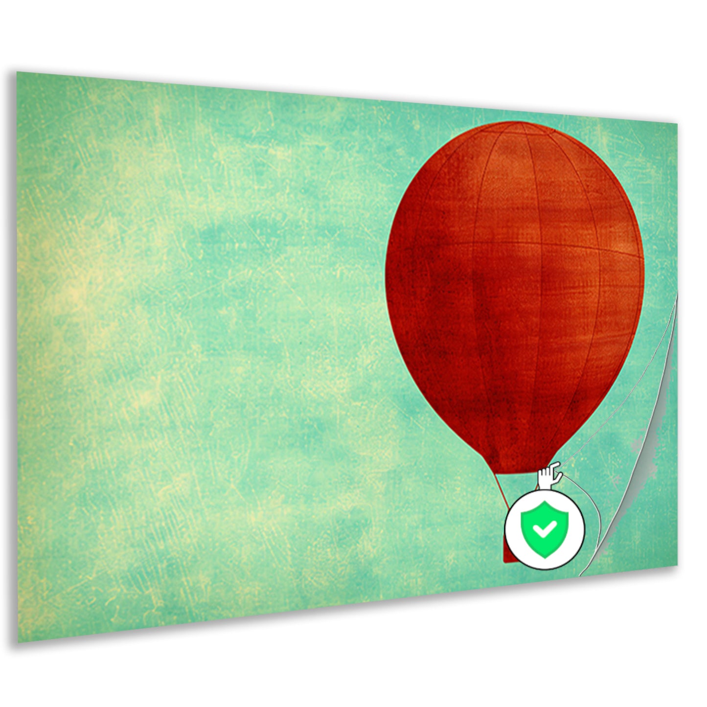 Minimalistische luchtballon tegen een gekleurde achtergrond  poster