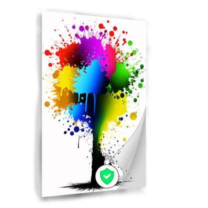 Kleurrijke abstracte spetterkunst poster