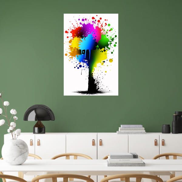 Kleurrijke abstracte spetterkunst poster