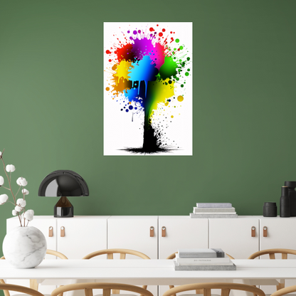 Kleurrijke abstracte spetterkunst poster