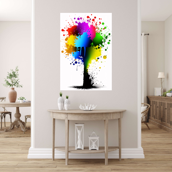 Kleurrijke abstracte spetterkunst poster