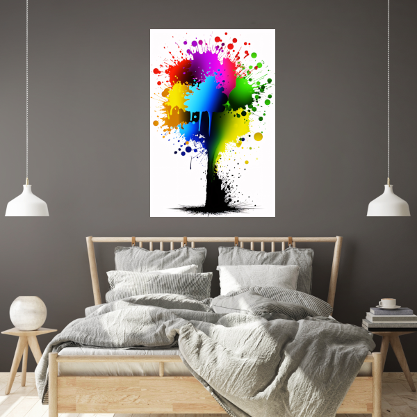 Kleurrijke abstracte spetterkunst poster