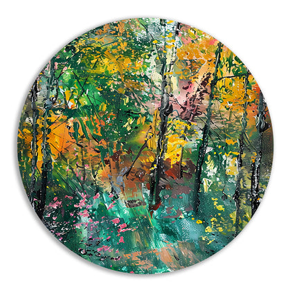 Abstracte Herfst in Kleurrijk Boslandschap aluminium muurcirkel