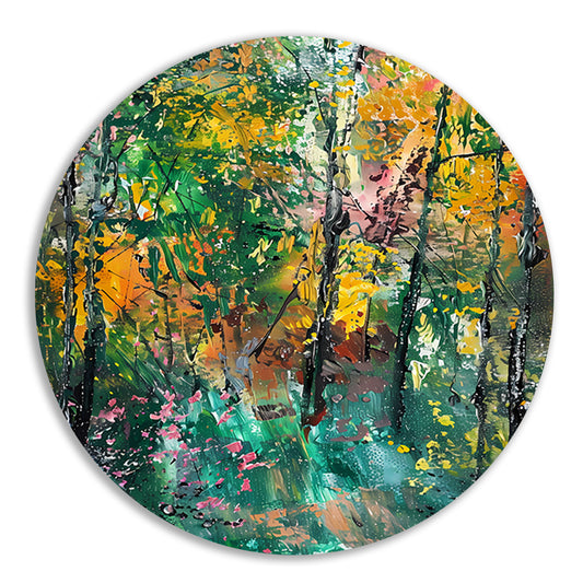 Abstracte Herfst in Kleurrijk Boslandschap aluminium muurcirkel