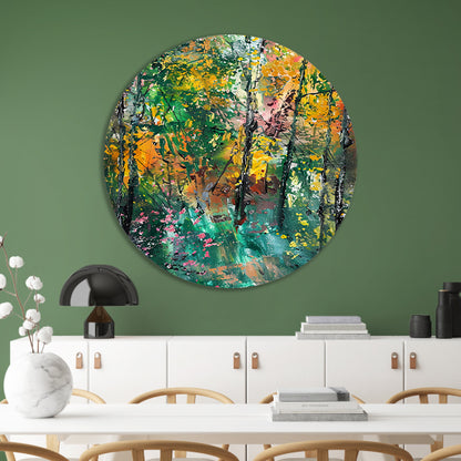 Abstracte Herfst in Kleurrijk Boslandschap forex muurcirkel