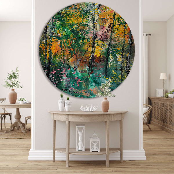 Abstracte Herfst in Kleurrijk Boslandschap forex muurcirkel