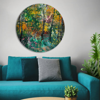 Abstracte Herfst in Kleurrijk Boslandschap forex muurcirkel