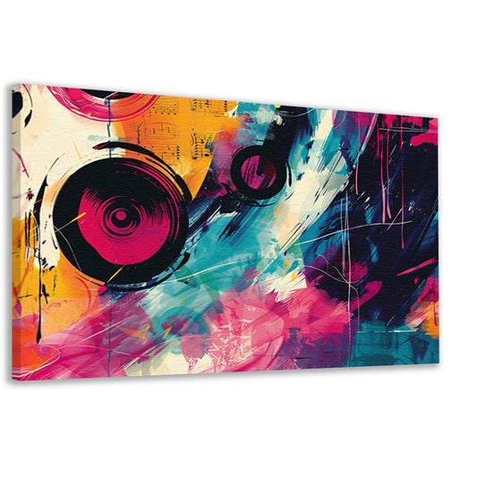 Abstracte kleurrijke compositie met muzikale elementencanvas