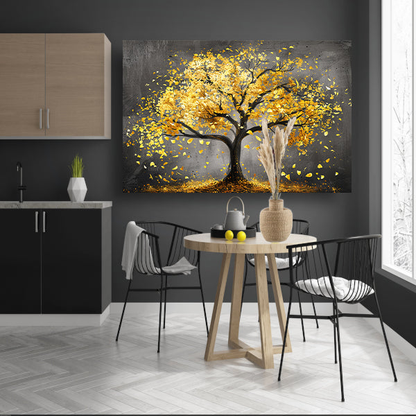 Gouden boom op donkere achtergrond acrylglas