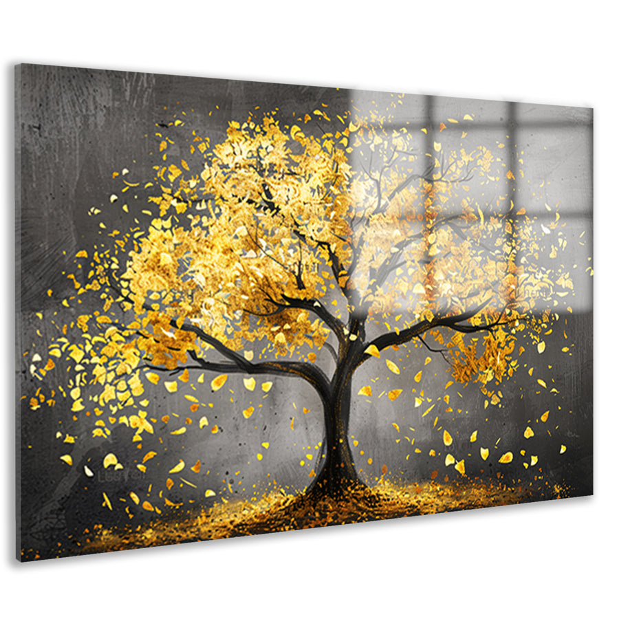 Gouden boom op donkere achtergrond acrylglas
