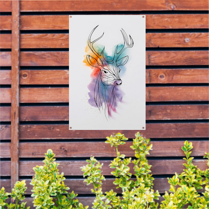 Abstract Hert in Kleurrijke Waterverfstijl tuinposter