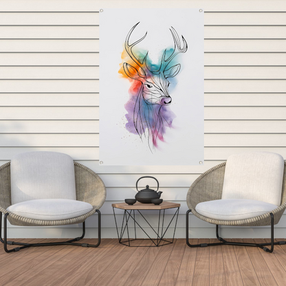 Abstract Hert in Kleurrijke Waterverfstijl tuinposter