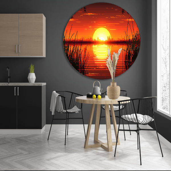 Minimalistisch lijnencompositie aluminium muurcirkel