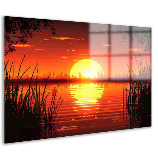 Minimalistisch lijnencompositie acrylglas