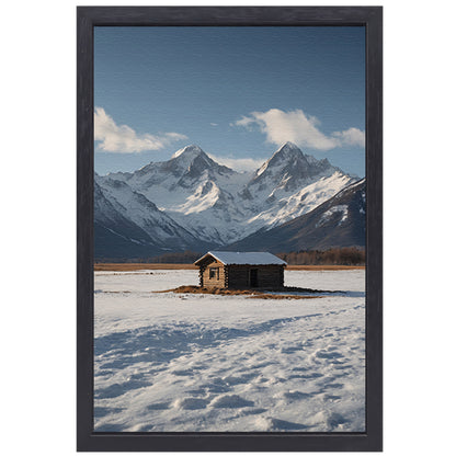 Solitaire Hut tegen Sneeuwbergen Panorama canvas met baklijst
